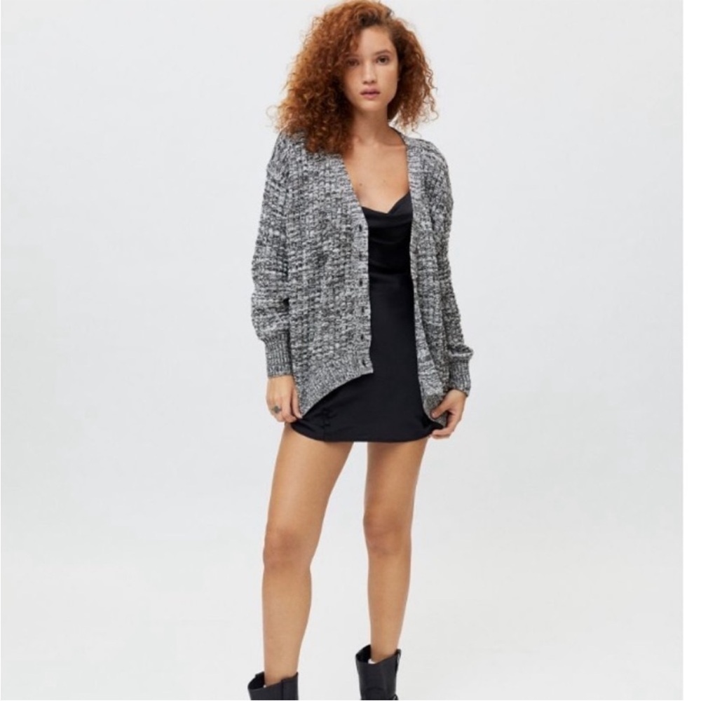 BDG Kellan Knit Cardigan Sz S — Longline Heather Gray Cozy